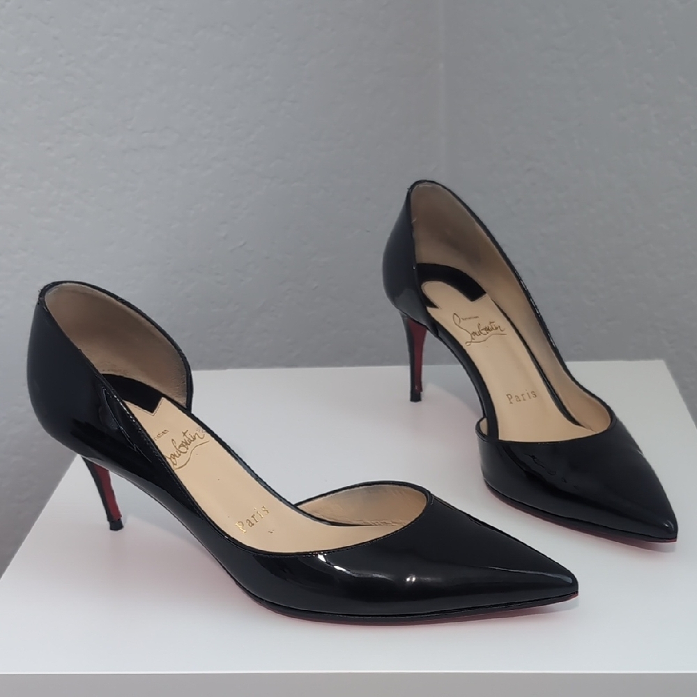Christian Louboutin Black Iriza 70 Patent Leather Heels Size 37.5